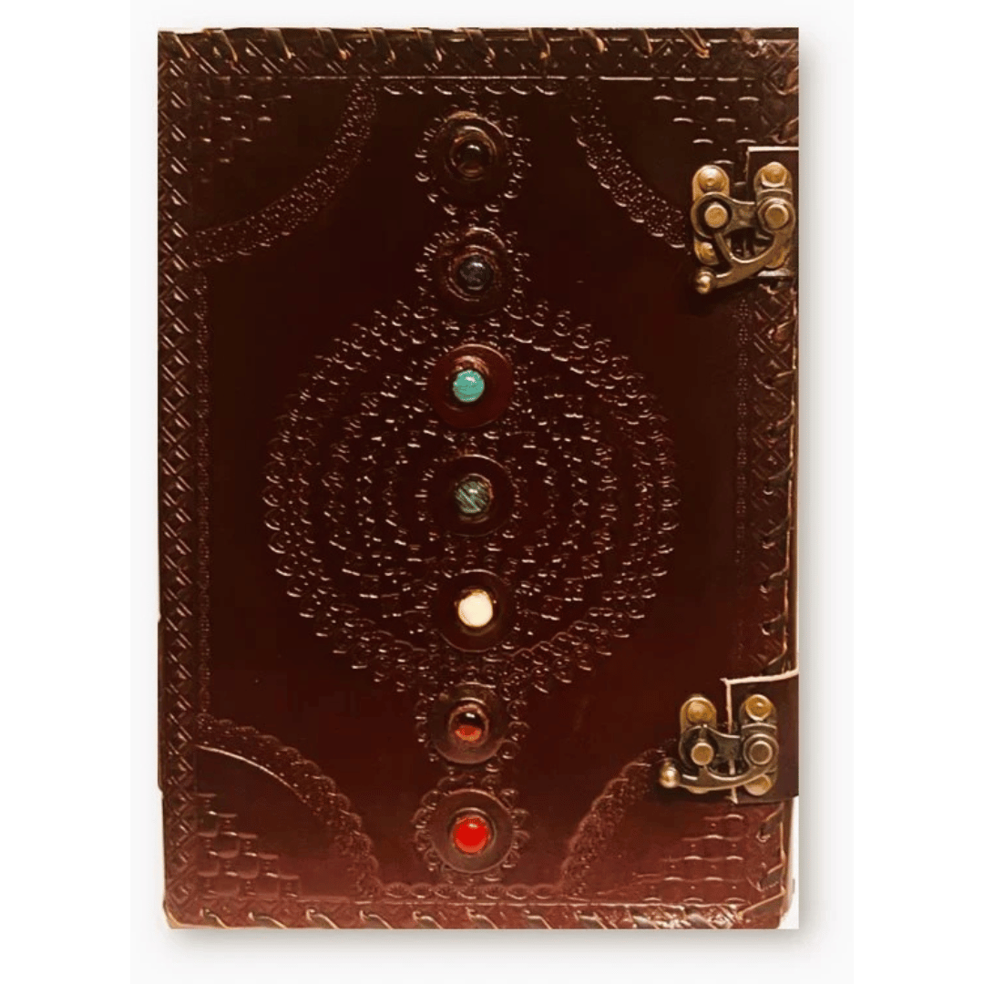 Large 7 Chakra Stones Leather Journal