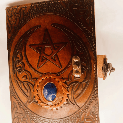 Star Moon with Lapis Stone Leather Journal